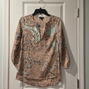 The Limited Paisley Print Women's Top - Peach and Mint Size Small
